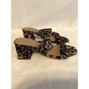 14th & Union Womens Sandals Size 8 Leopard Print‎ 2.5” Heel Wedge Backless Shoe